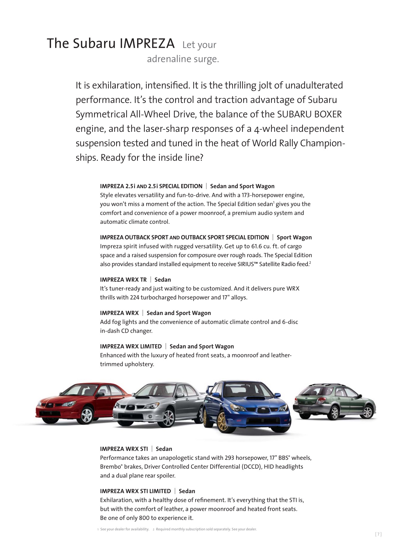2007 Subaru Impreza Brochure Page 1
